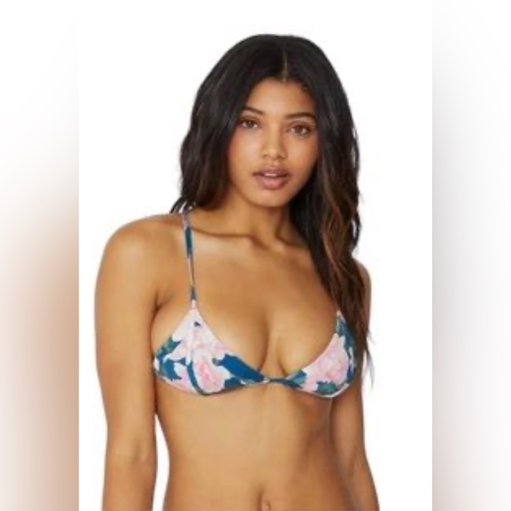 Frankie’s Bikinis Pink Peony Bikini Top